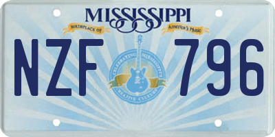 MS license plate NZF796
