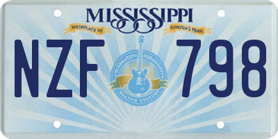 MS license plate NZF798