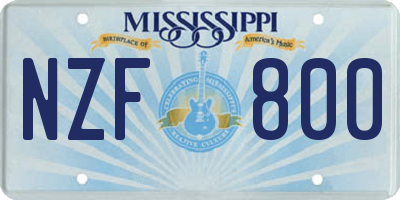 MS license plate NZF800