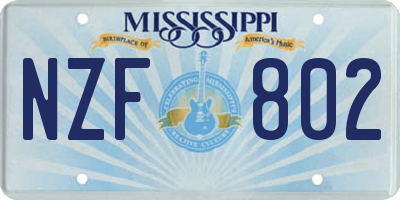 MS license plate NZF802