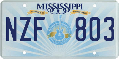 MS license plate NZF803