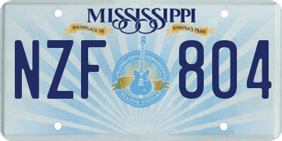 MS license plate NZF804