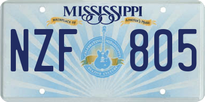 MS license plate NZF805