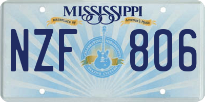 MS license plate NZF806