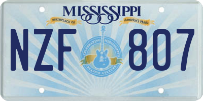 MS license plate NZF807