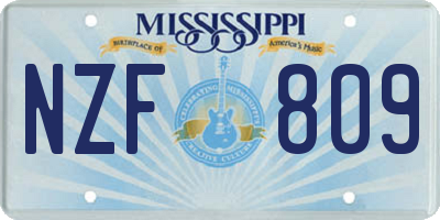 MS license plate NZF809