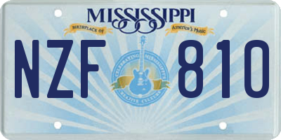 MS license plate NZF810