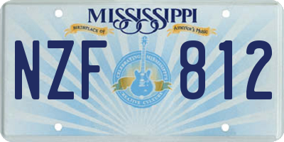 MS license plate NZF812