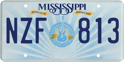 MS license plate NZF813