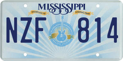 MS license plate NZF814