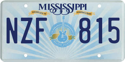 MS license plate NZF815