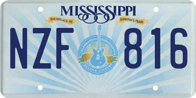 MS license plate NZF816