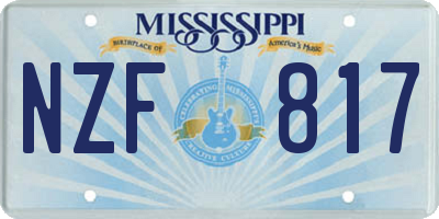 MS license plate NZF817