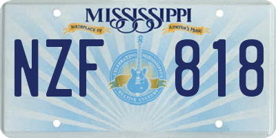 MS license plate NZF818