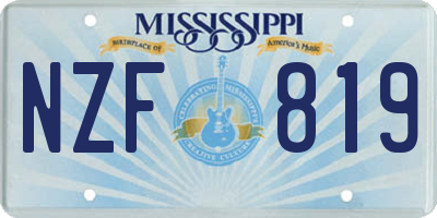 MS license plate NZF819