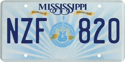 MS license plate NZF820