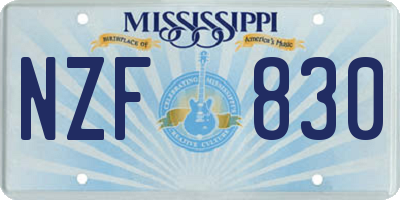 MS license plate NZF830