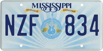 MS license plate NZF834