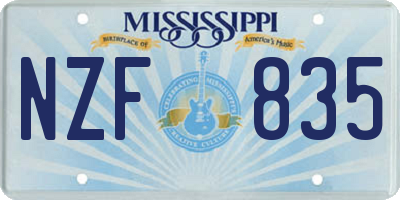 MS license plate NZF835