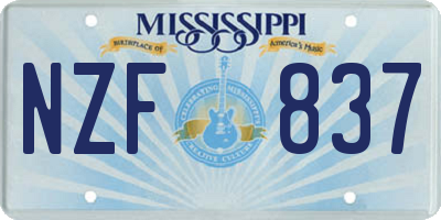 MS license plate NZF837