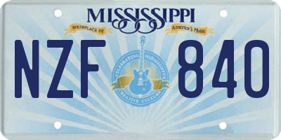 MS license plate NZF840