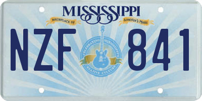 MS license plate NZF841