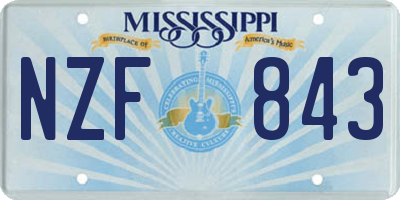 MS license plate NZF843