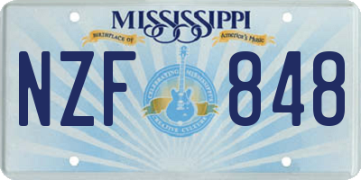 MS license plate NZF848