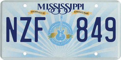 MS license plate NZF849