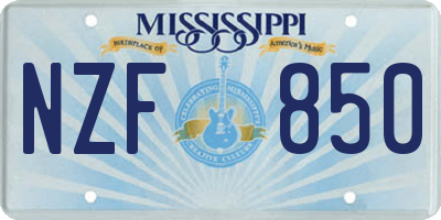MS license plate NZF850