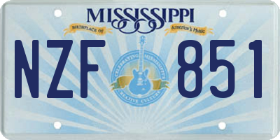 MS license plate NZF851