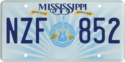 MS license plate NZF852