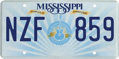 MS license plate NZF859
