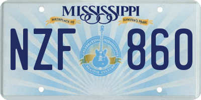 MS license plate NZF860
