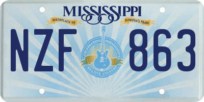 MS license plate NZF863