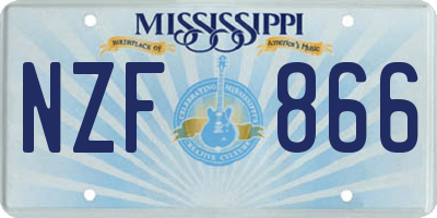 MS license plate NZF866