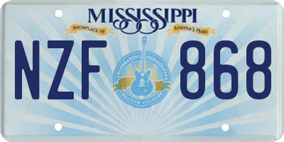 MS license plate NZF868