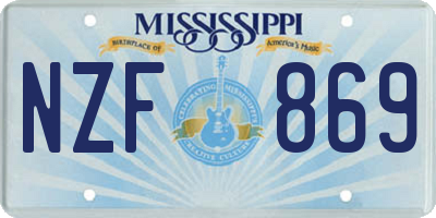 MS license plate NZF869