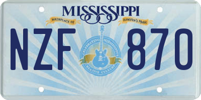 MS license plate NZF870