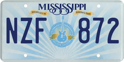 MS license plate NZF872
