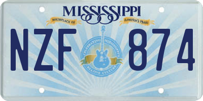 MS license plate NZF874