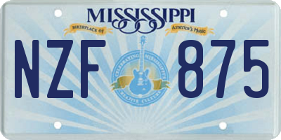 MS license plate NZF875