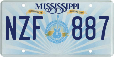 MS license plate NZF887