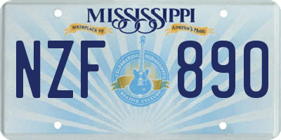 MS license plate NZF890