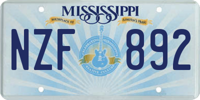 MS license plate NZF892