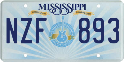MS license plate NZF893