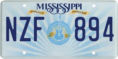 MS license plate NZF894