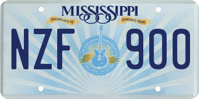 MS license plate NZF900