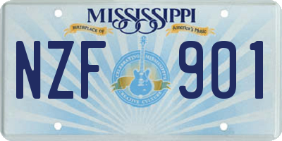MS license plate NZF901