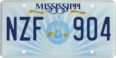 MS license plate NZF904